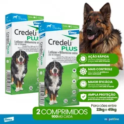 Kit 2 Credeli Plus Elanco para Cães de 22 a 45 kg - 1 Comprimido