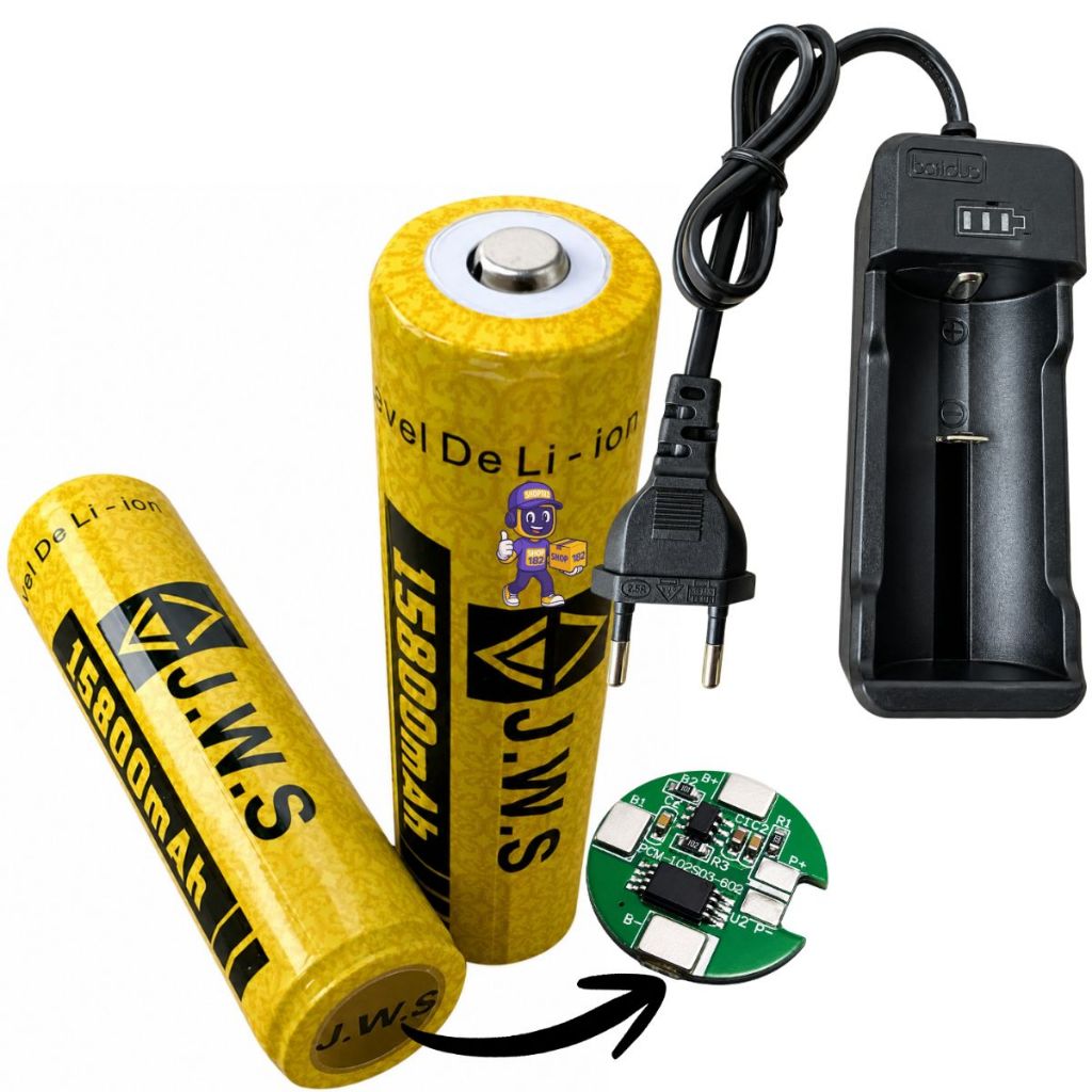 Carregador + 1 Bateria 18650  Com Chip 15800Mah 4.2V JWS