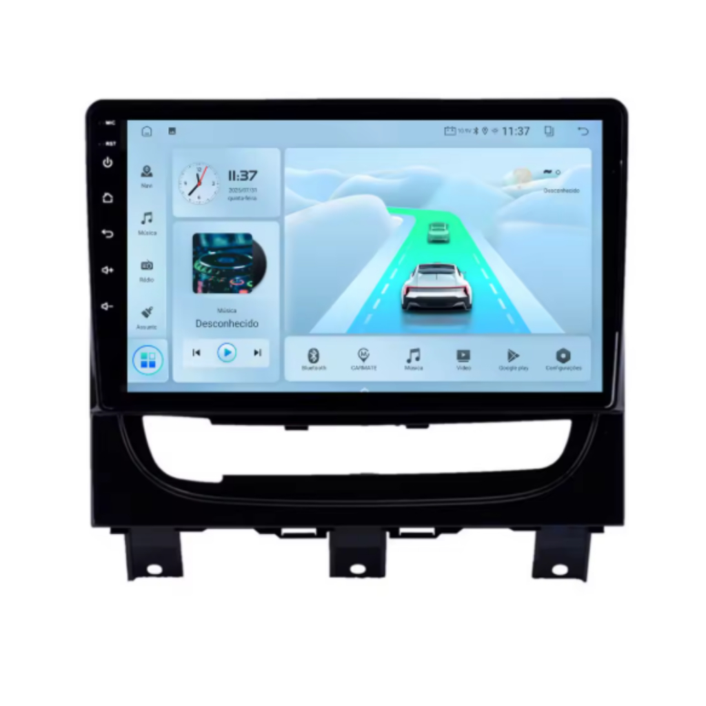 Central Multimídia Fiat Palio Strada Android 9 9" CarPlay Android Auto Bluetooth GPS WiFi 2GB 32GB