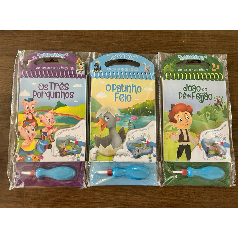 Kit 3 Livros Aquabook Clássicos Infantis | Três Porquinhos, Patinho Feio e João e o Pé de Feijão