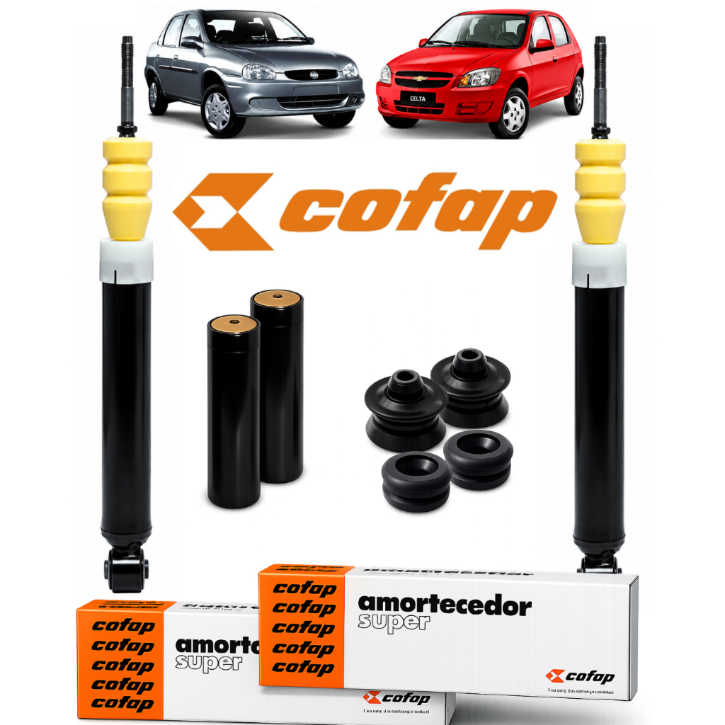 Par Amortecedor Traseiro Gm Corsa Celta Prisma 1997 ate 2015 Cofap Com Kits Coxim Original Cofap
