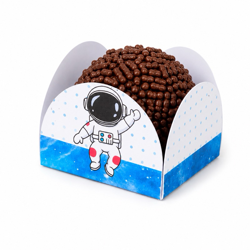 100 Forminhas de doce personalizada Astronauta, 4 pétalas, aniversário, festa, confeitaria, brigadeiro