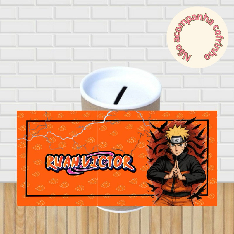 Rótulo Adesivo Personalizado para Cofrinho 10x6 - NARUTO