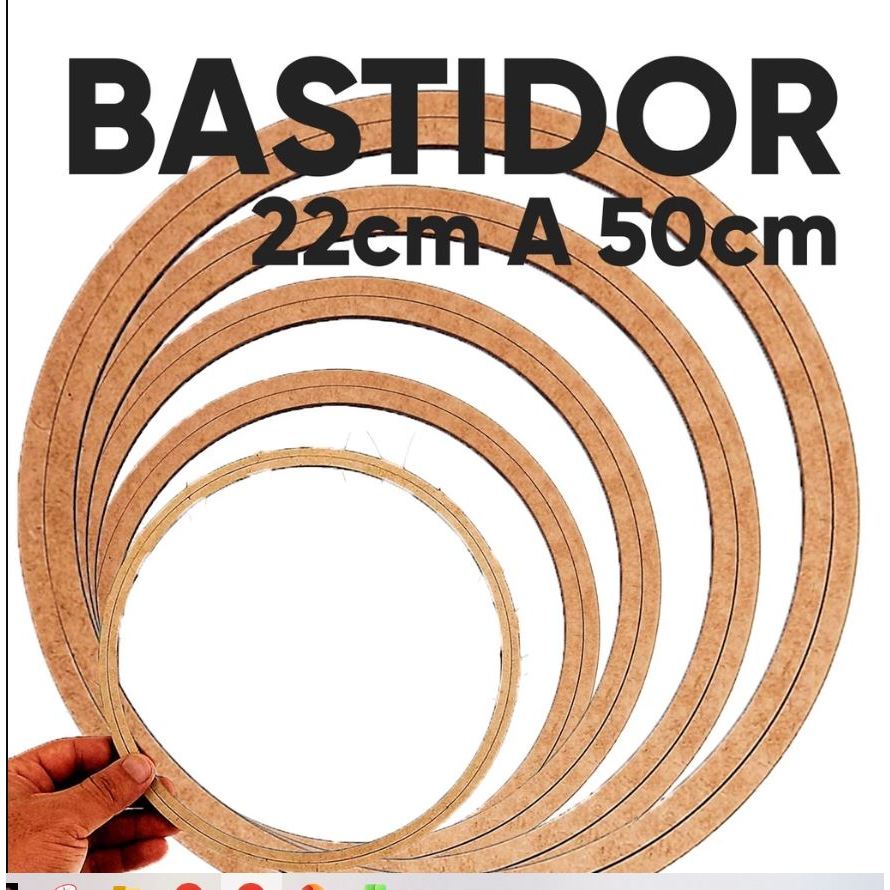 Bastidor de madeira mdf de 22cm a 50cm para Bordado, Macramê e Artesanato - Monte seu kit - Tamanhos Grandes!