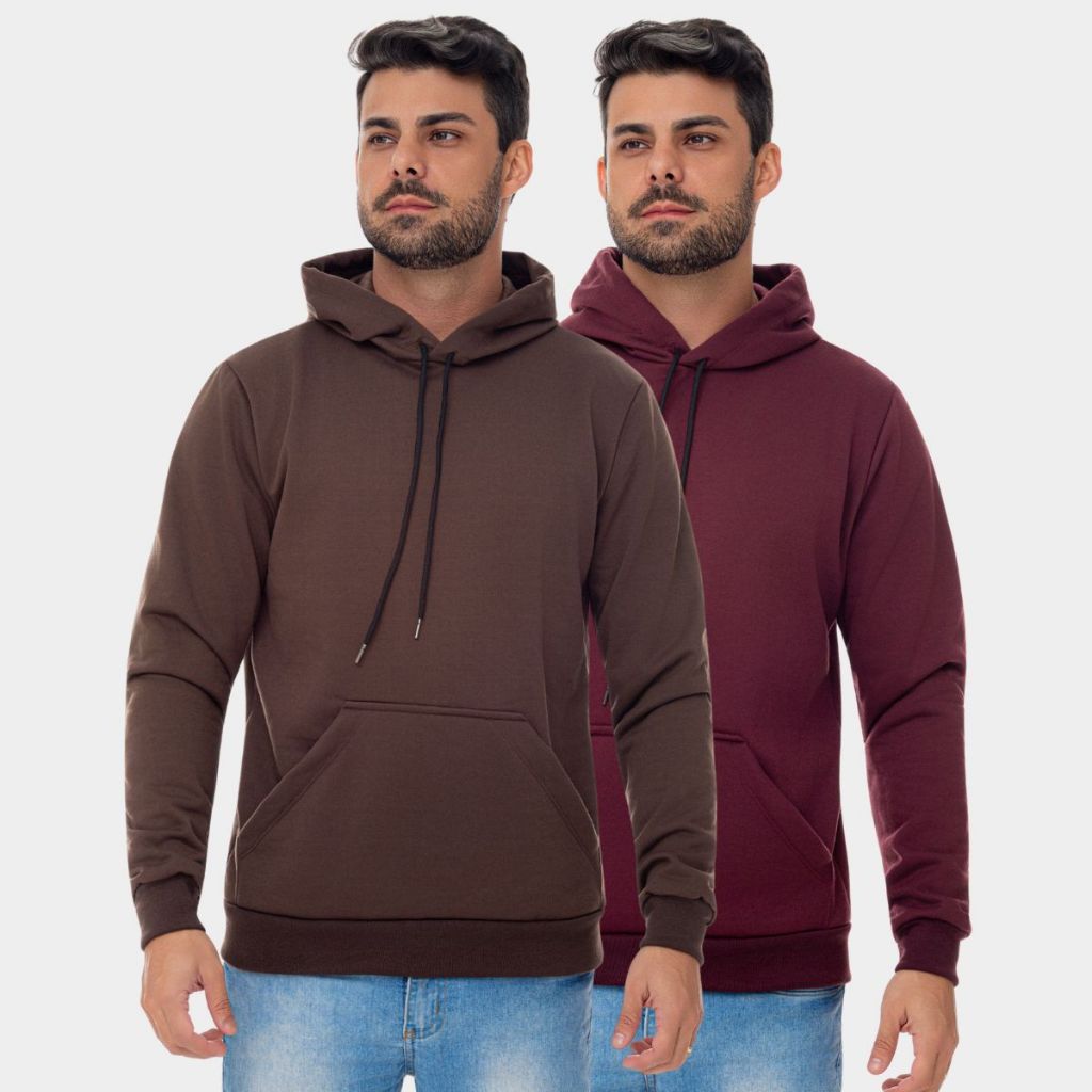 Combo 2 Moletom Moleton Canguru Liso Algodão Unissex  Homem Mulher Térmico Inverno Casaco Casual