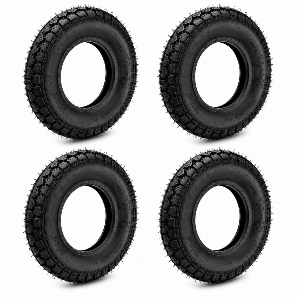 Kit 04 Pneu Borracha 4.80/4.00-8 Colson Preto Para Carrinho De Mão - 4 LONA