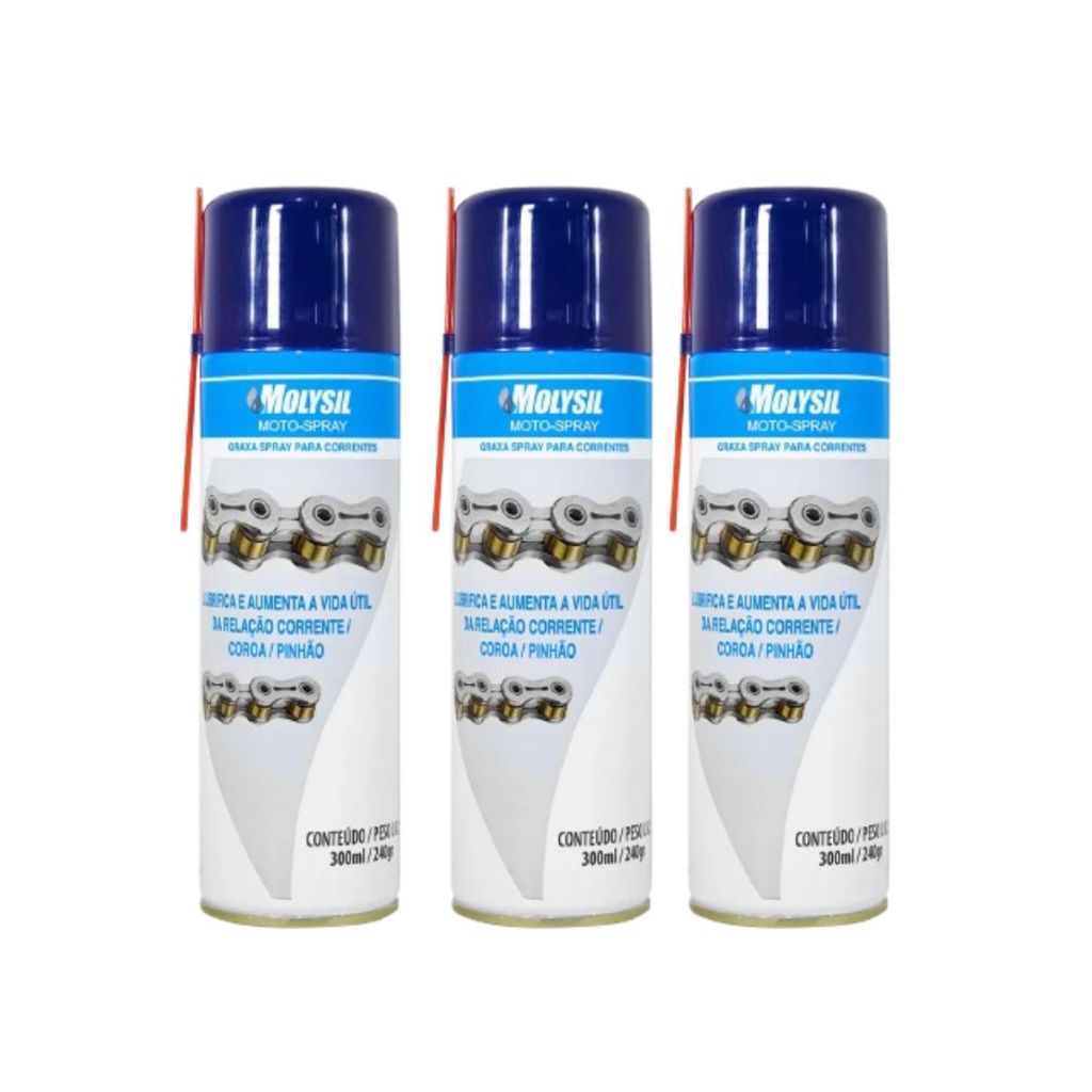 3 Molykote Molysil Moto Spray 300ml Lubrificante Proteção Moto Anticorrosivo Alta Performance