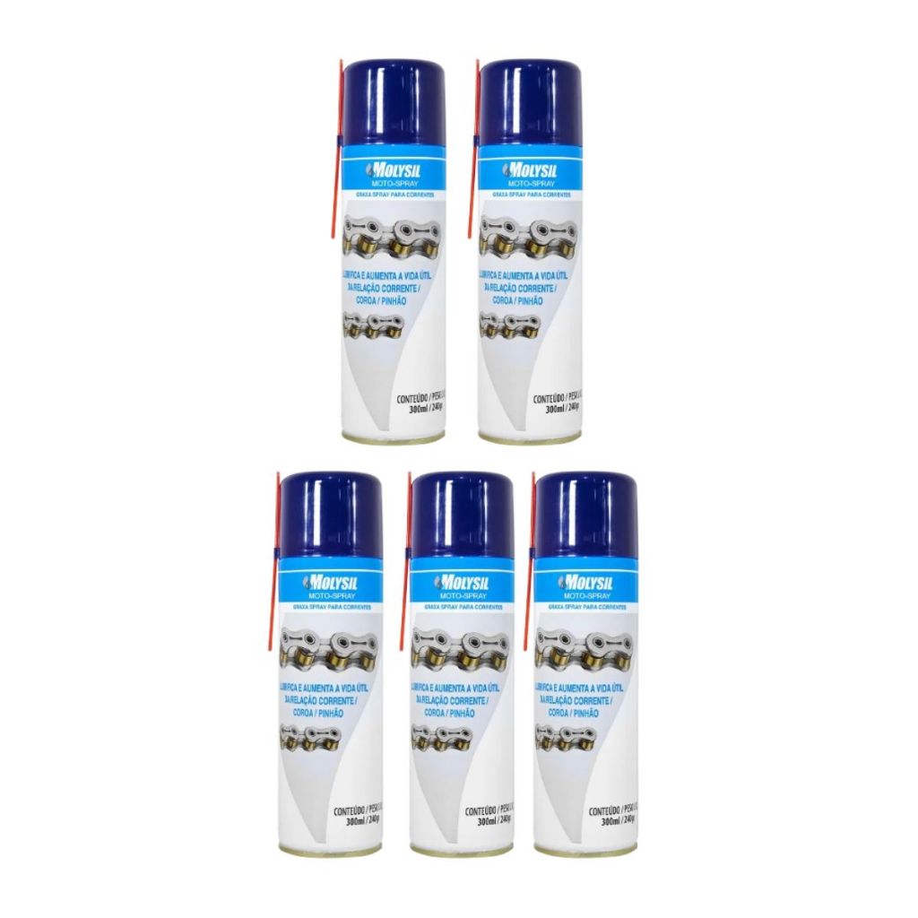 5 Molykote Molysil Moto Spray 300ml Lubrificante Proteção Moto Anticorrosivo Alta Performance