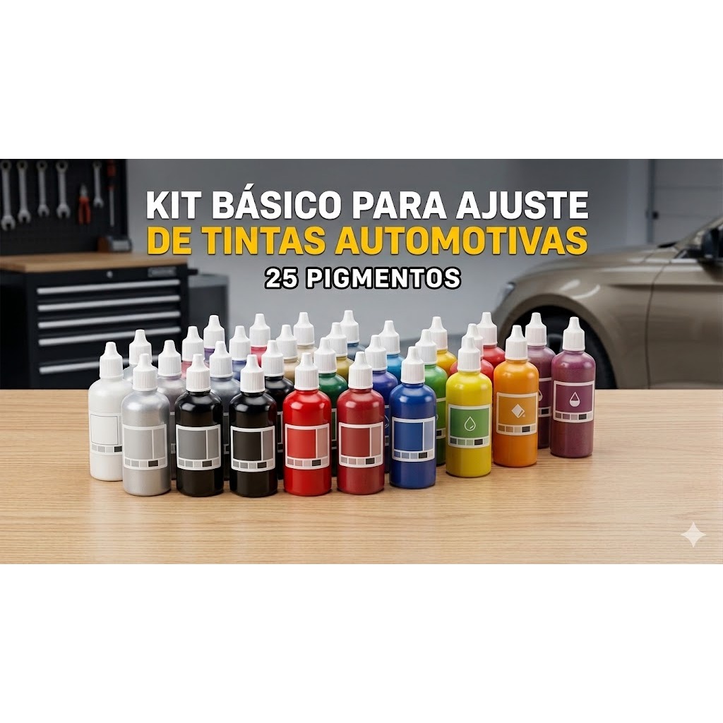 Kit Básico Para Ajuste De Tintas Poliester Automotivas  25 Pigmentos 30ml/50ml/100ml