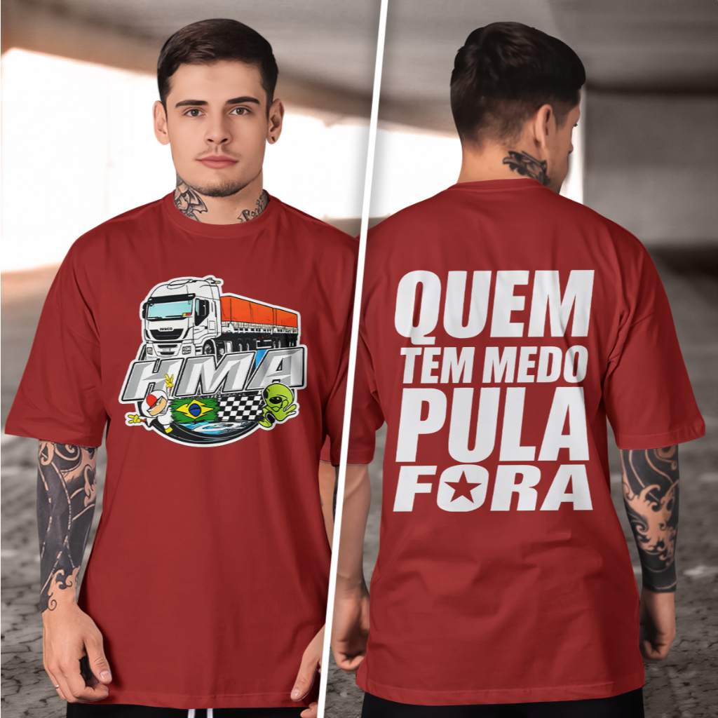 Camiseta Masculina Rôta 262 com caveira e escapamentos  Versátil – Combina com Tudo, estampado