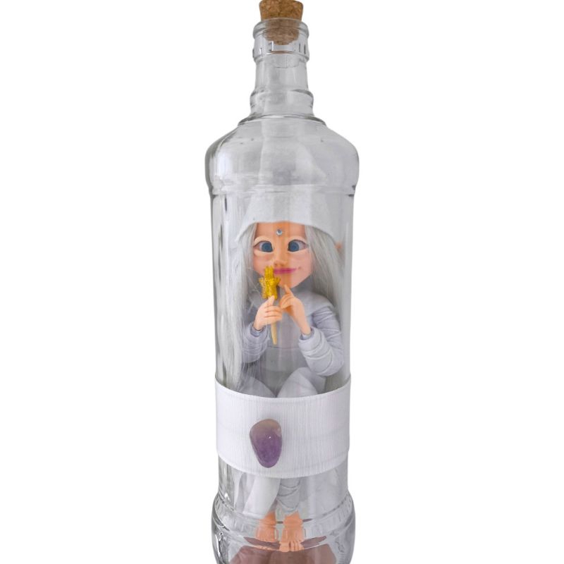 Fada branca na garrafa garraduende artesanal a pronta entrega 33cm