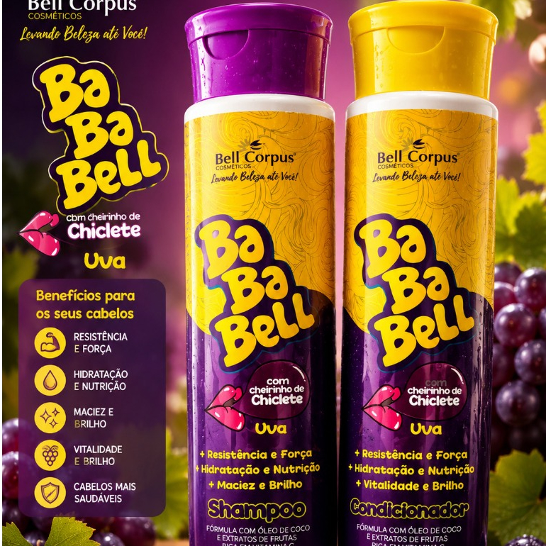 Kit Shampoo e Condicionador Ba Ba Bell Uva 380ml Bell Corpus – Cheirinho de Chiclete