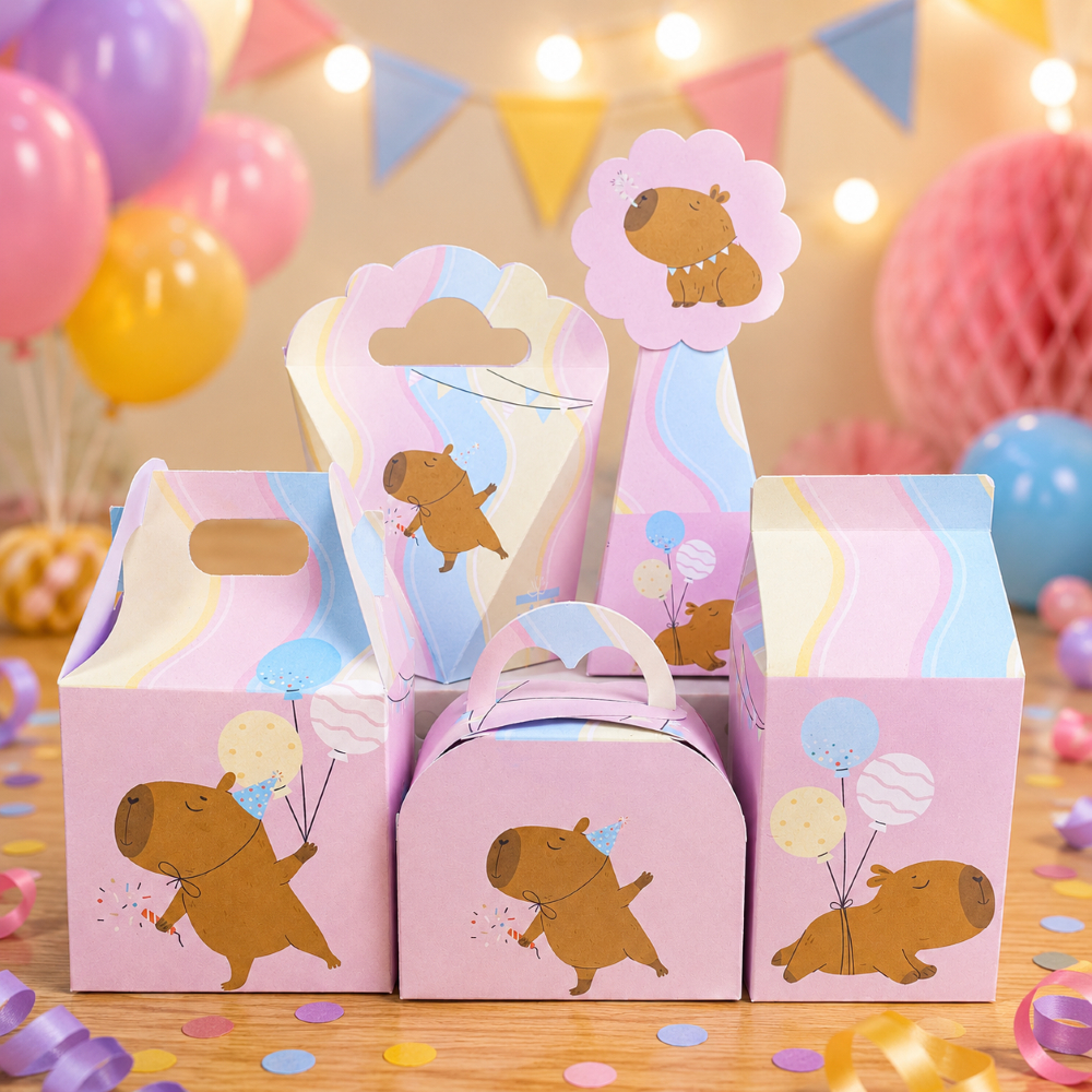 Caixinhas CAPIVARA ROSA - Caixinhas para decoração e lembrancinha de aniversário - Pegue e Monte