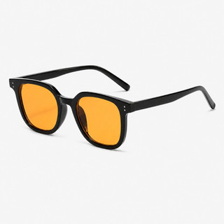 Óculos de Sol Retrô Vintage UV400 Unissex Lente Laranja Armação Preta Estiloso