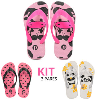Kit Chinelo Infantil Macio Antiderrapante Flexível