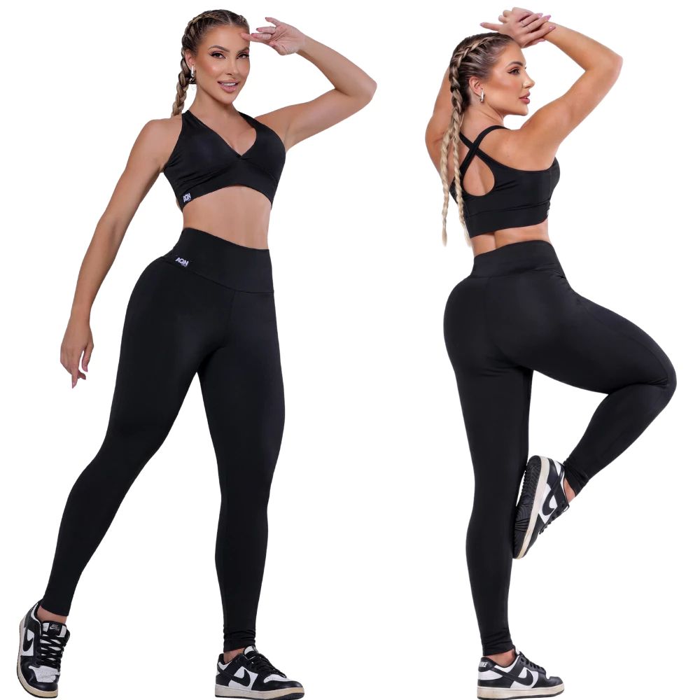 Kit 2 Conjuntos Academia Fitness Basic Treino Forro Duplo Bojo AQN SPORT — imagem 1