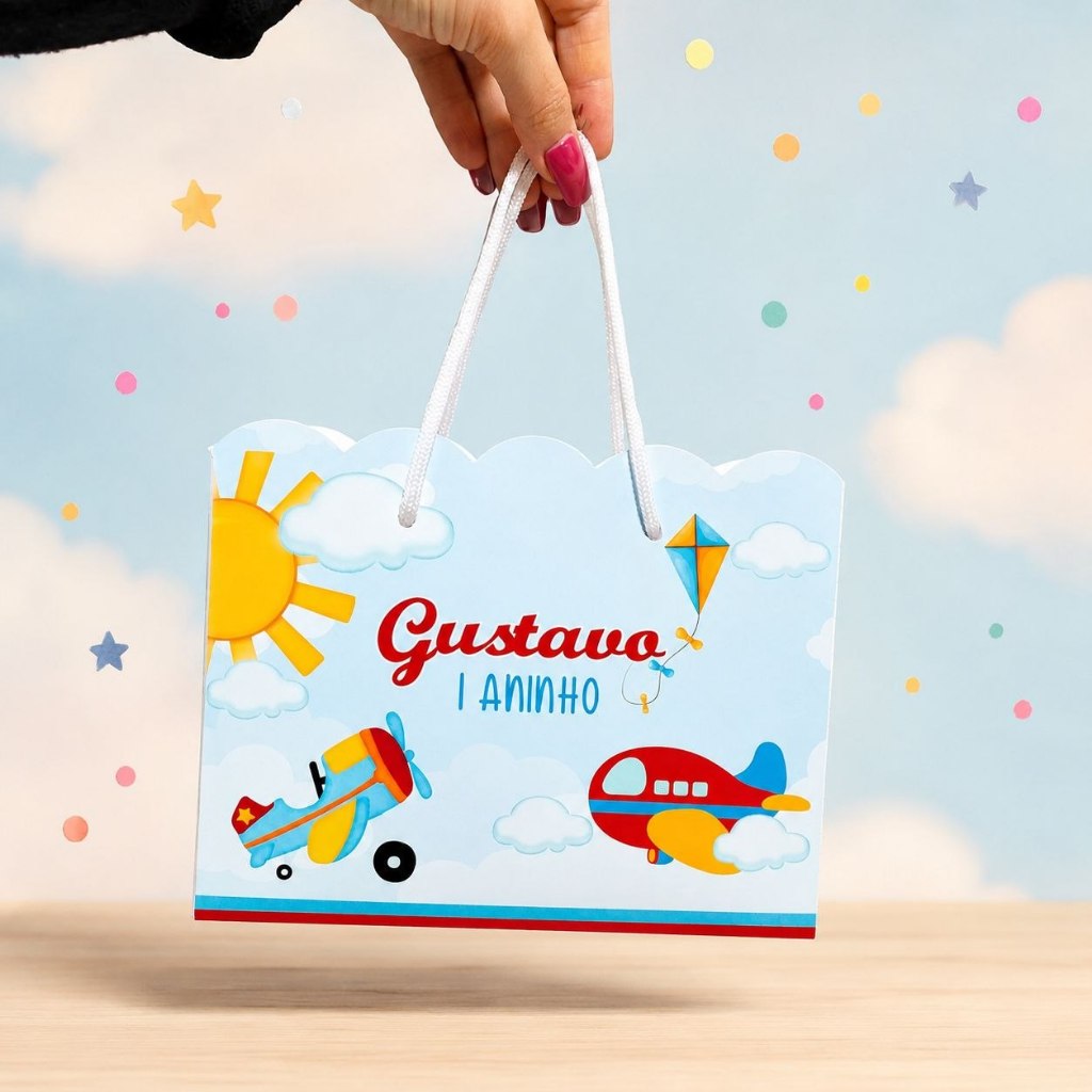 Sacolinha Personalizada Festa Infantil 20x15cm Nuvem Pegue e Monte Lembrancinha BRINQUEDOS MENINO