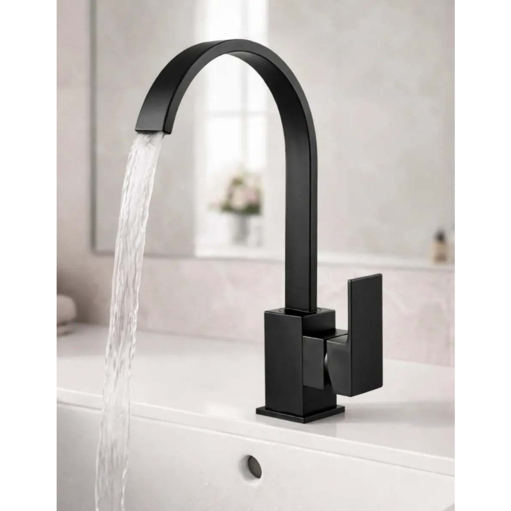 Torneira De Mesa Cozinha Quente E Fria Preta Fosca Monocomando Black