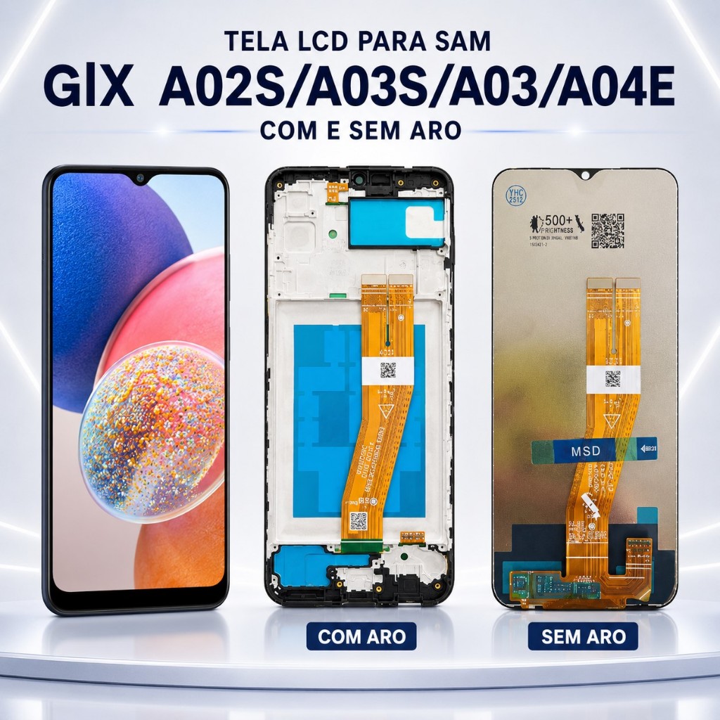 Tela Frontal  para SAM GlX A02S/A03S/A03/A04E COM E SEM ARO Reposição Peça Completa