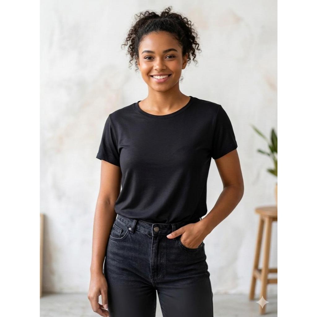 Camisetas Blusas Femininas Baby Look 97%Viscose 3%elastano Básica Atacado