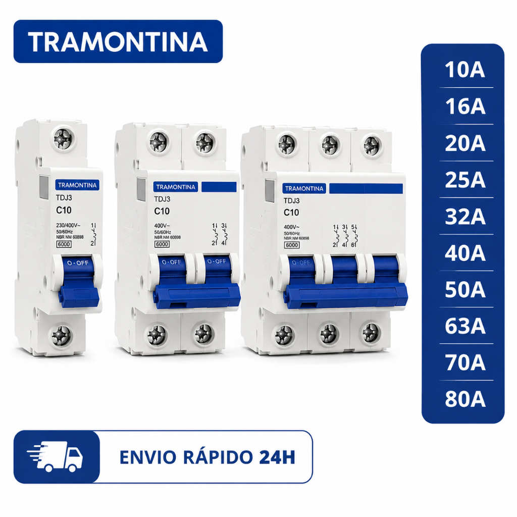 Disjuntor Unipolar Bipolar Tripolar 2A a 125A Curva C Tramontina