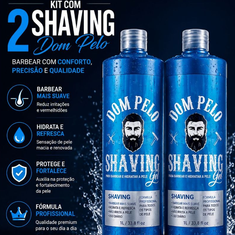 Kit 2 Shaving Gel De Barbear 1kg Profissional Hidratante
