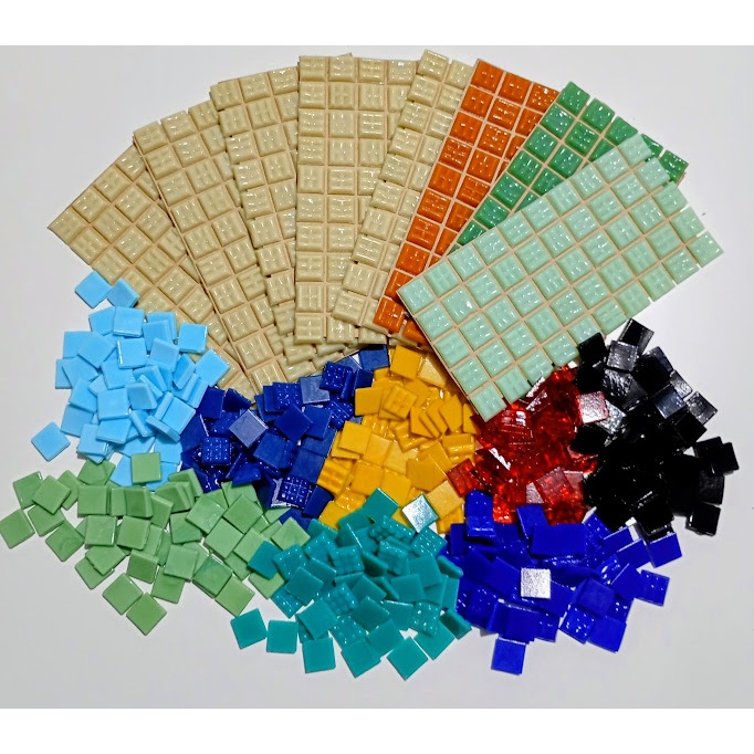 Kit 800 pastilhas vidro para mosaico tam:1,5cmx1,5cm Liso 4 - 12 cores.