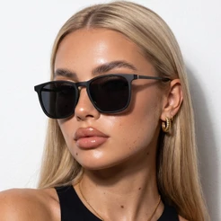 Oculos de Sol Quadrado Preto Fosco Premium Original Classico Vintage uv400 Feminino Masculino
