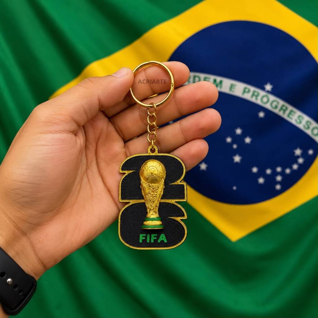 Chaveiro Taça Copa do Mundo 2026, Futebol Seleção brasileira, miniatura Troféu