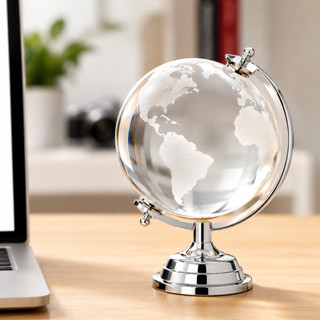 Globo Terrestre de Vidro Mini Enfeite para Decoração de Mesa Planeta Terra Escritório Sala Miniatura