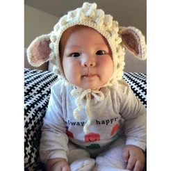 touca de ovelha bebê criança artesanal crochê P-XGG