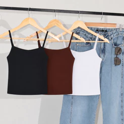 Kit 3 Cropped Feminino Regata Alcinha Suplex Premium Forro Duplo Sem Transparência Casual Verão