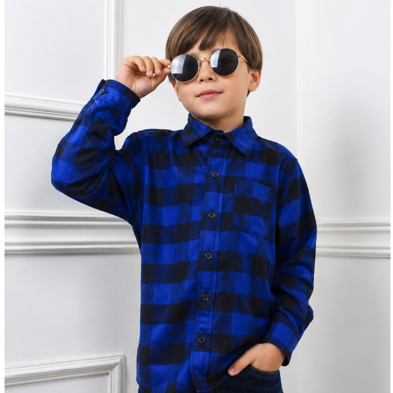Camisa Infantil Xadrez Manga Longa com Botões – Estilo e Conforto para o Dia a Dia Mega Liquidação**$
