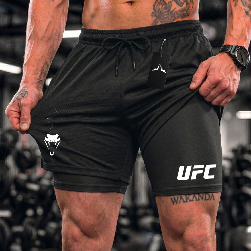 Bermuda Compressão Duplo Masculina 2 Em 1 Short Dry Fit Masculino Academia UF-C 05