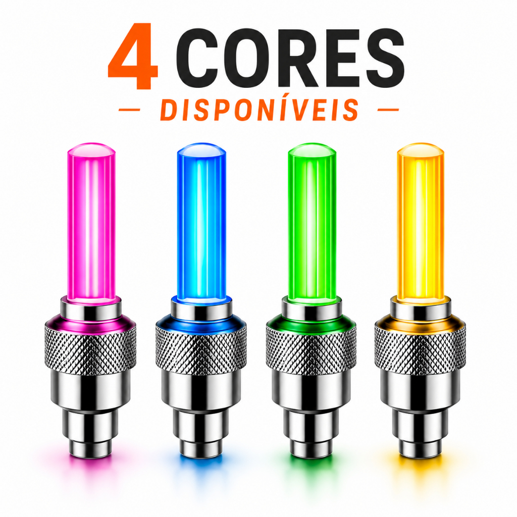 Kit 2 Tampa de Válvula LED Neon para Pneu Carro Moto Bike Luz Decorativa para Roda Bicicleta Motocicleta