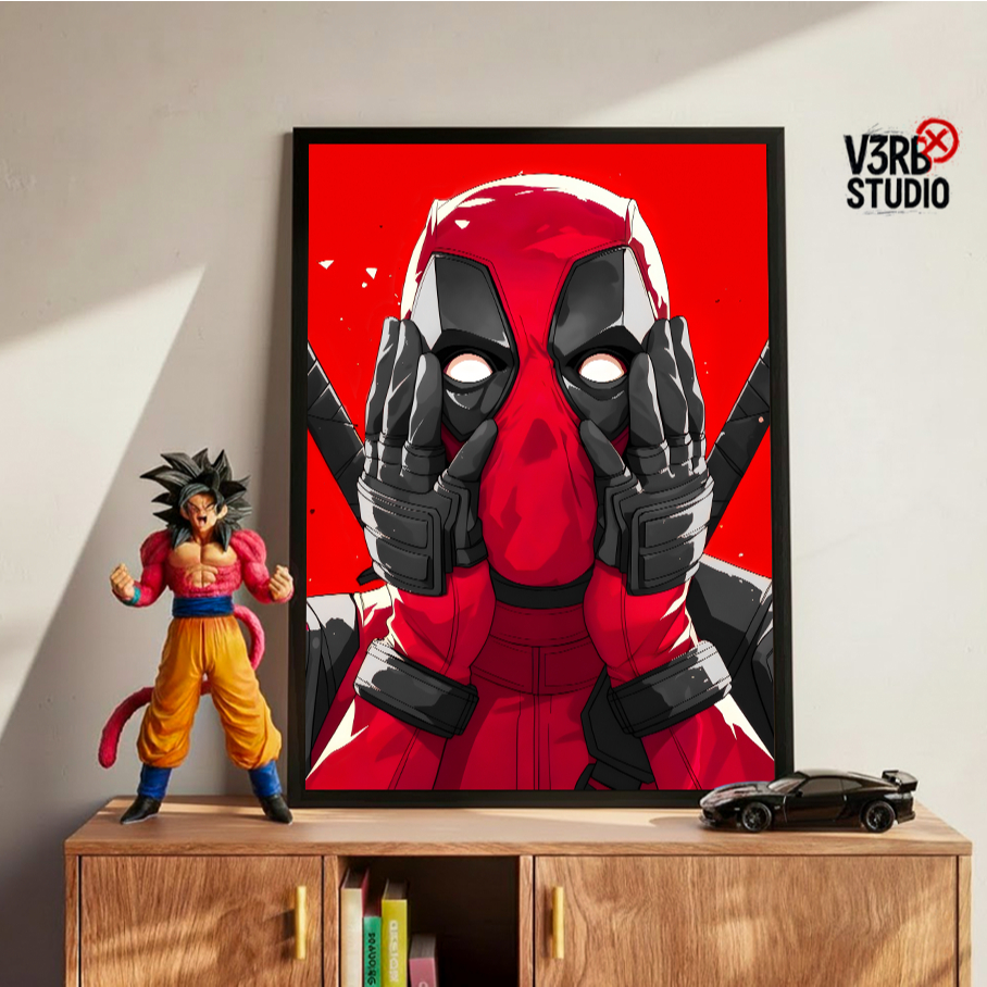Quadro grande com moldura Deadpool poster decorativo heroi Marvel para quarto sala e setup ambiente
