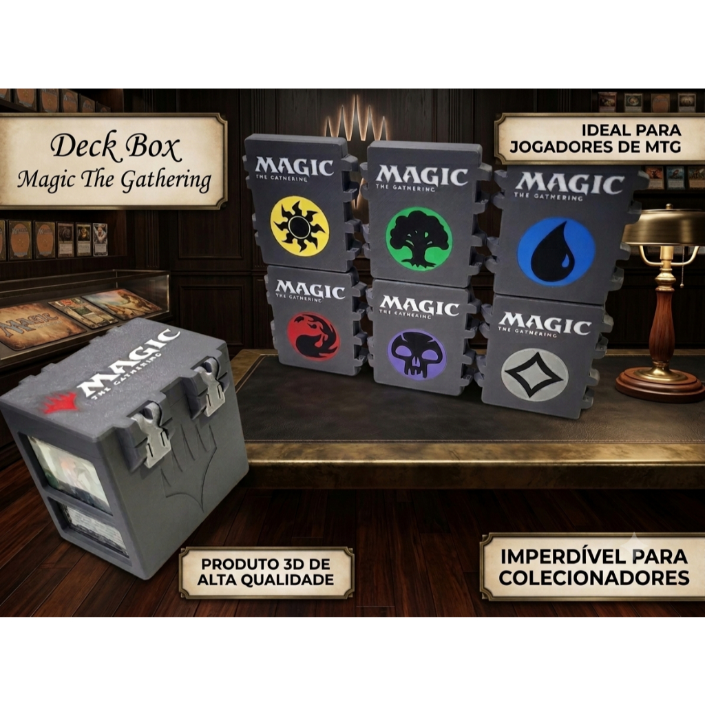 Deck Box Magic: The Gathering – Estojo Personalizado para cartas de Magic! (100 Cartas com Slevee)