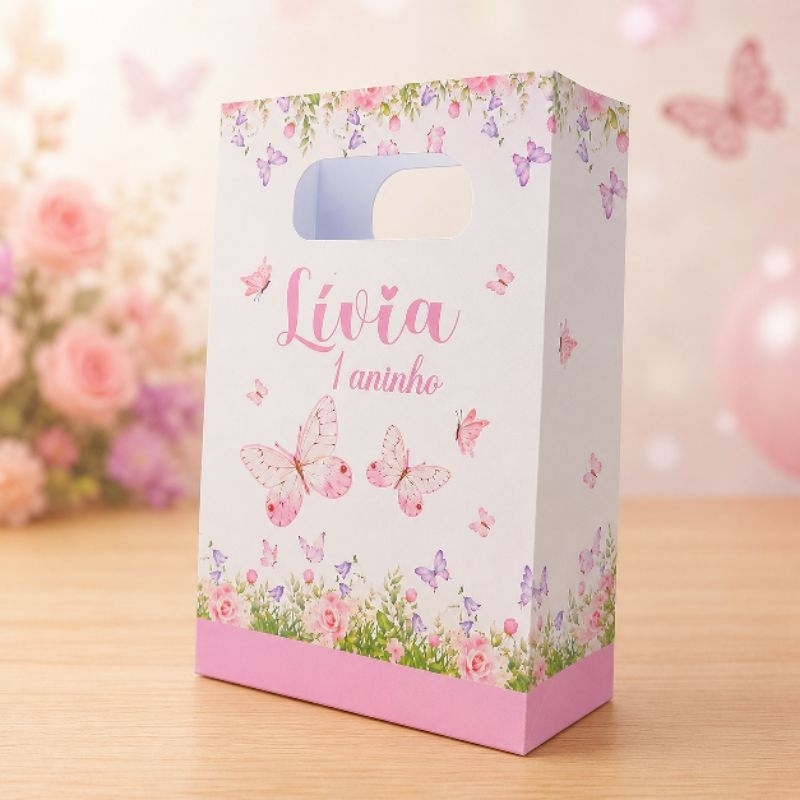 Sacolinha Personalizada Jardim Encantado (PEGUE E MONTE) Sacolinha Surpresa Lembrancinhas para festa Jardim  Borboletas
