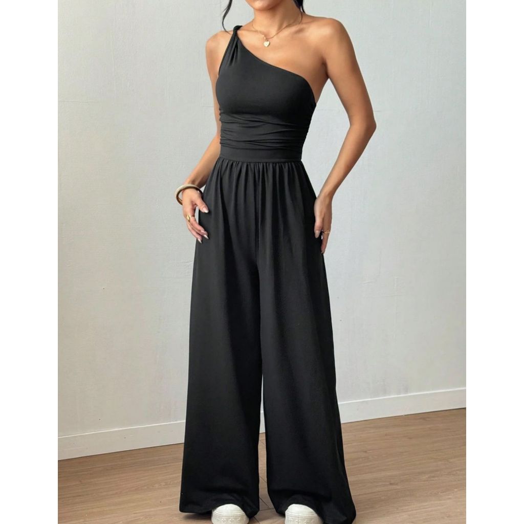 Macacão Longo Feminino Mula Manca Regata Drapeado Moda Social Elegante 