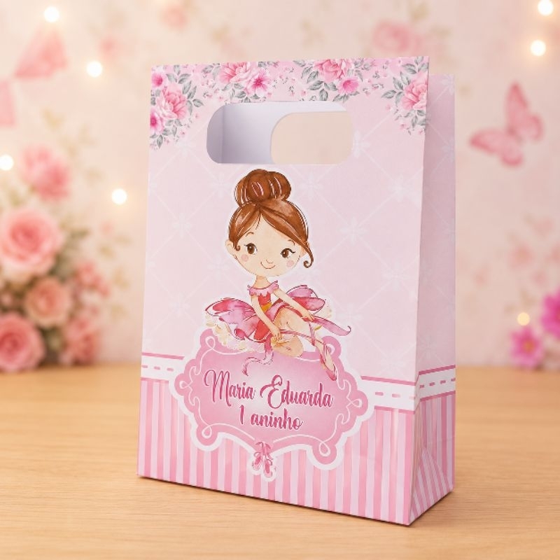 Sacolinha Personalizada Bailarina Aquarela (PEGUE E MONTE) Sacolinha Surpresa Lembrancinhas para festa