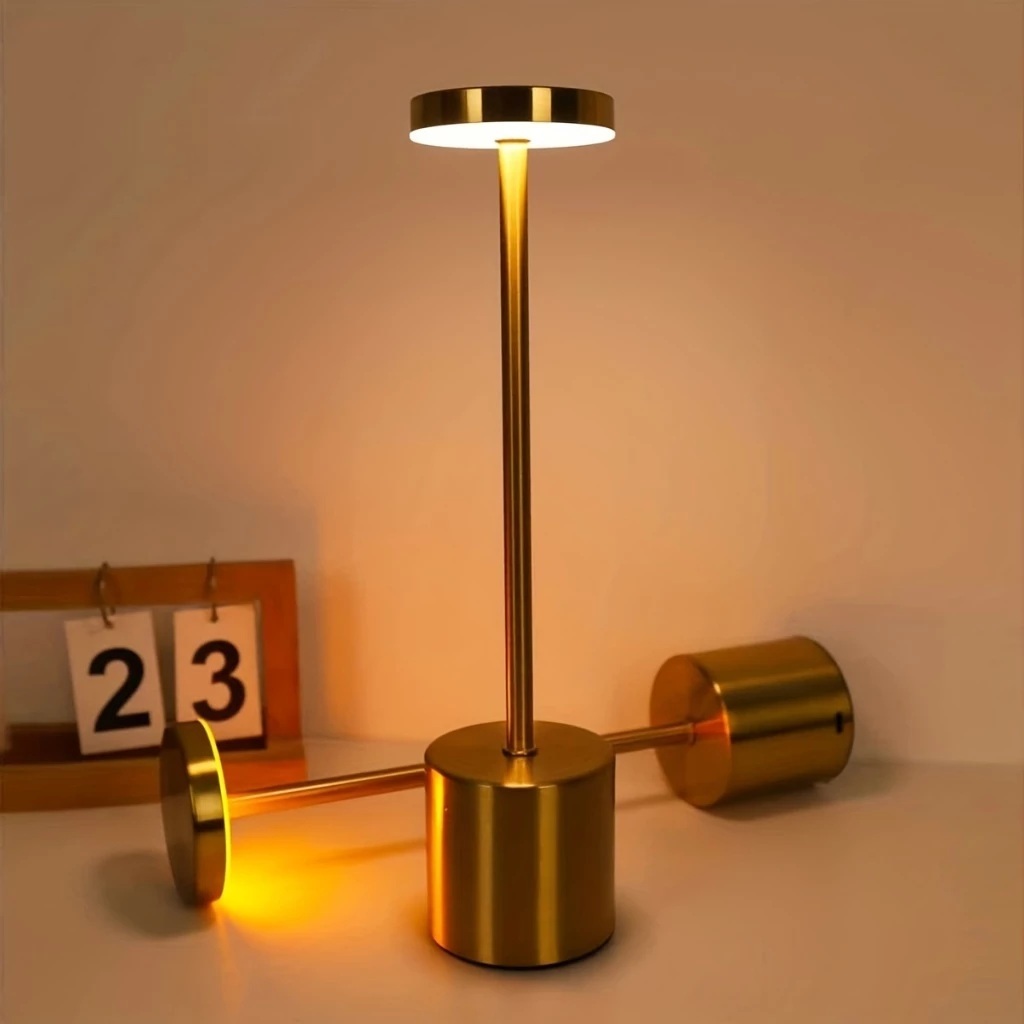 Abajur Luminária Led Touch Recarregável 3 Tons de Luz Abajour de Mesa Luxuoso Decorativo Toque Sensível Moderno