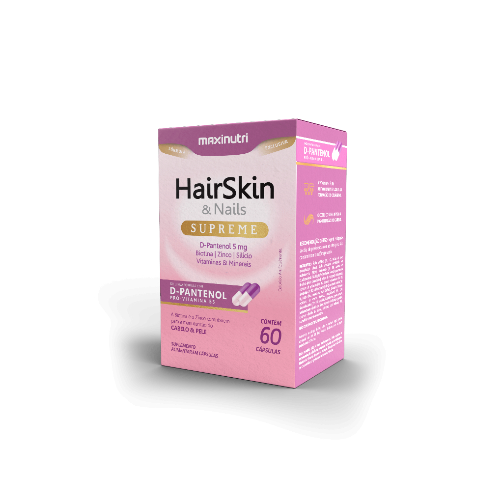 Maxinutri Hairskin Supreme Com D-pantenol 60 Capsulas Cabelos e Unhas