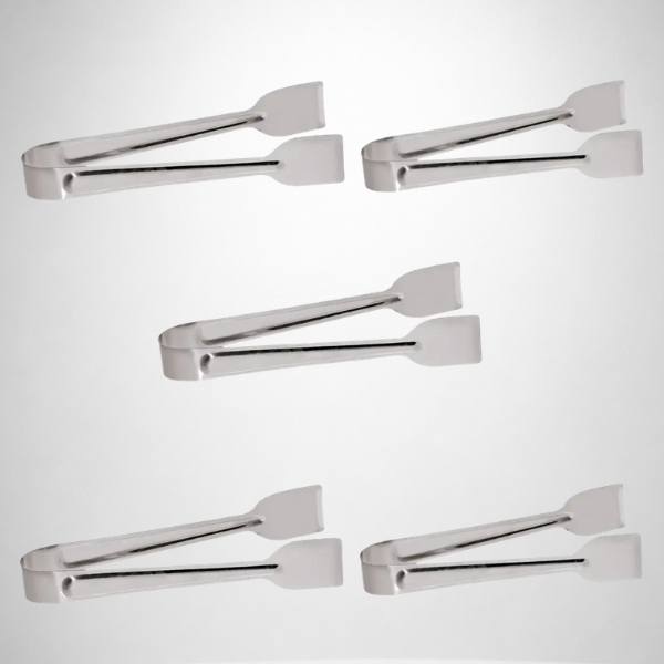 Kit 5 Pegador pinça gelo buffet inox pratico cozinha chapa salgado lanchonete Servir Aço inox restaurante