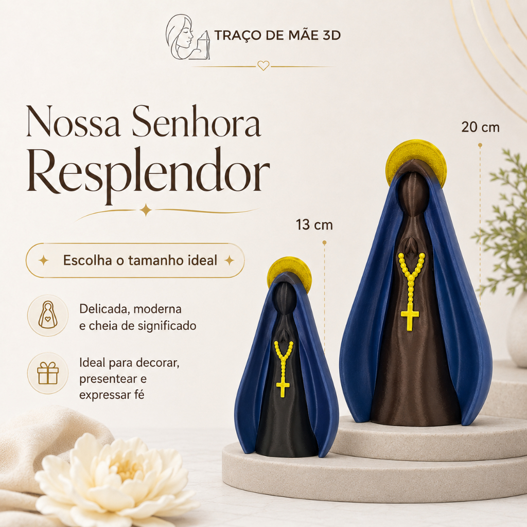 Nossa Senhora Resplendor/ Peça Religiosa para Oratório, Casa e Presente/ Estátua Católica/ Decoração