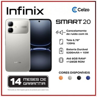 INFINIX SMART 20  128 GB 4 GB RAM 6.78" Redução de Ruído por Voz Bateria 5200 mAh Titânio Polaris