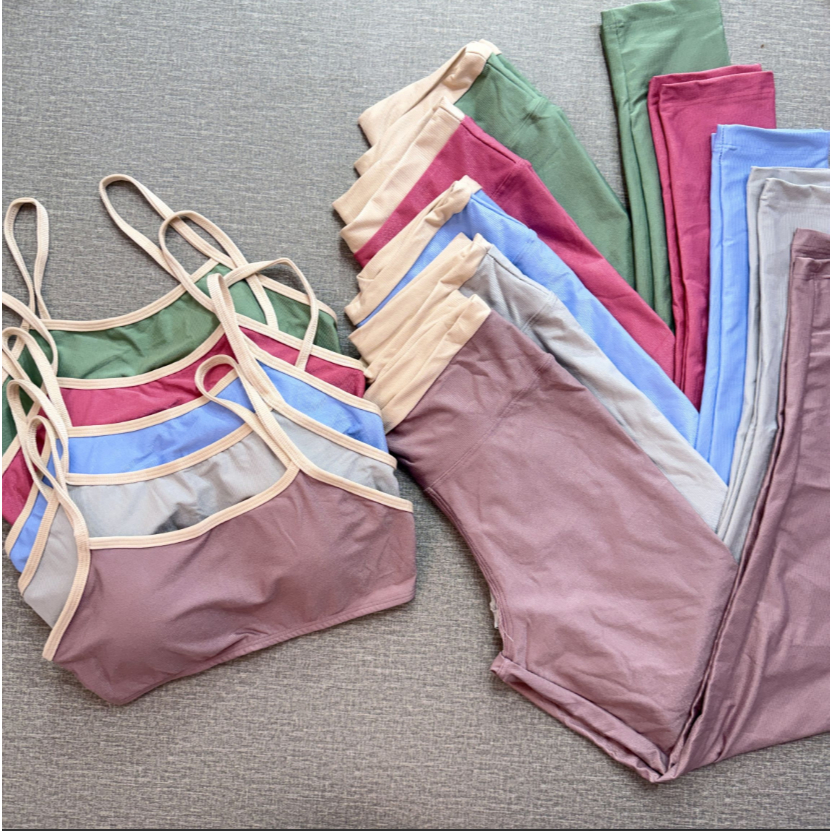Conjunto de academia feminino Canelado Brilhoso fitness alta compressão zero transparencia