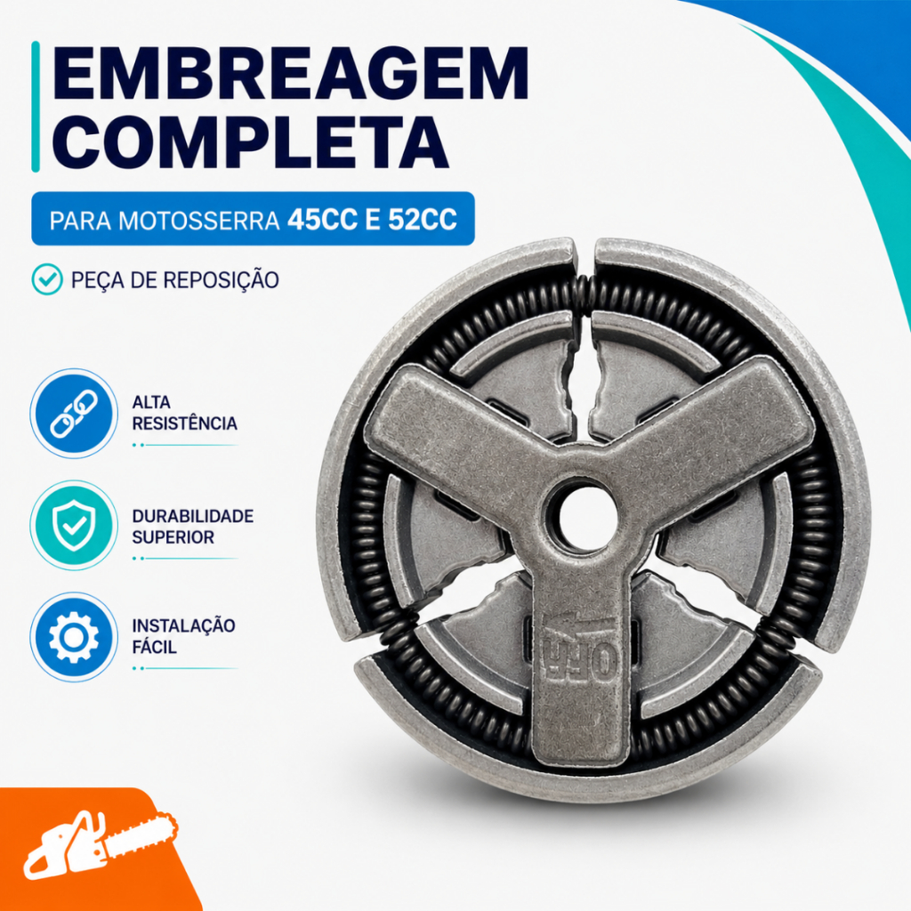 Embreagem Completa para Motossera 45cc 52cc Compatível Vários Modelos