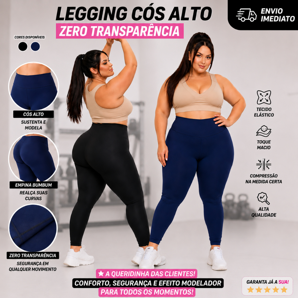 Calça Leggin Plus Size Feminina Zero Transparência - Roupa de academia Confortável