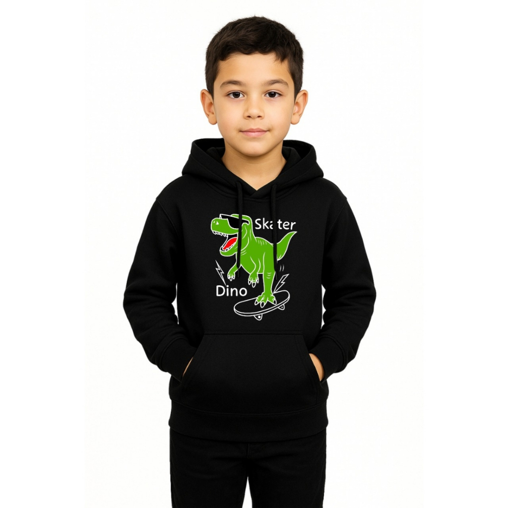 Moletom Dinossauro Infantil Blusa De Frio Estampada Menino Capuz Modelo Canguru
