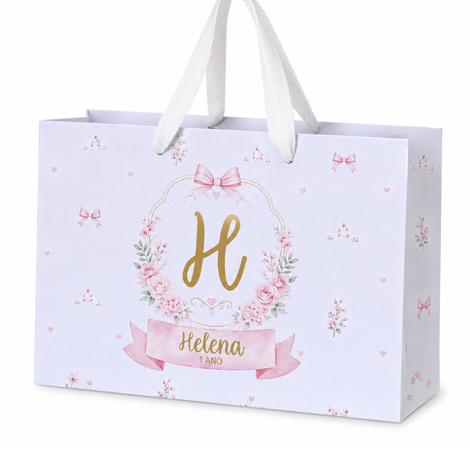 Kit 10/15/20/30  Sacolas Personalizadas Jardim Flores Luxo | Lembrancinhas Festa Infantil Menina
